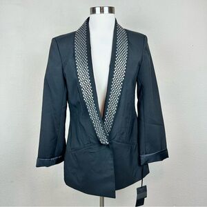 La Classe Couture Black Studded Boyfriend Fit Blazer